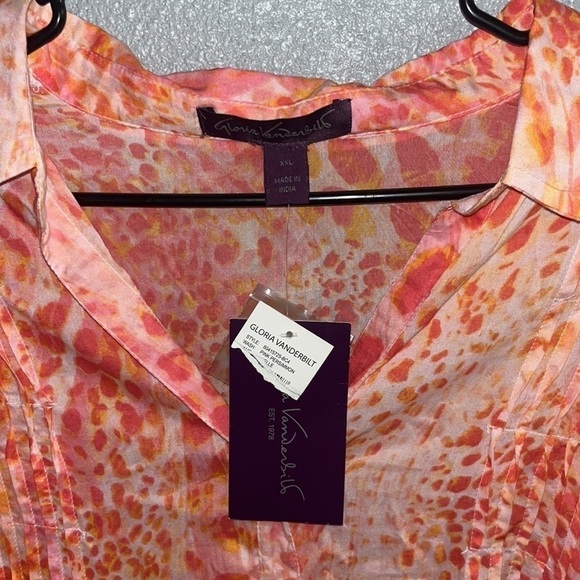 NWT Gloria Vanderbilt Women's Giselle Button Down Roll Tab Sleeve Multicolor - Picture 3 of 4